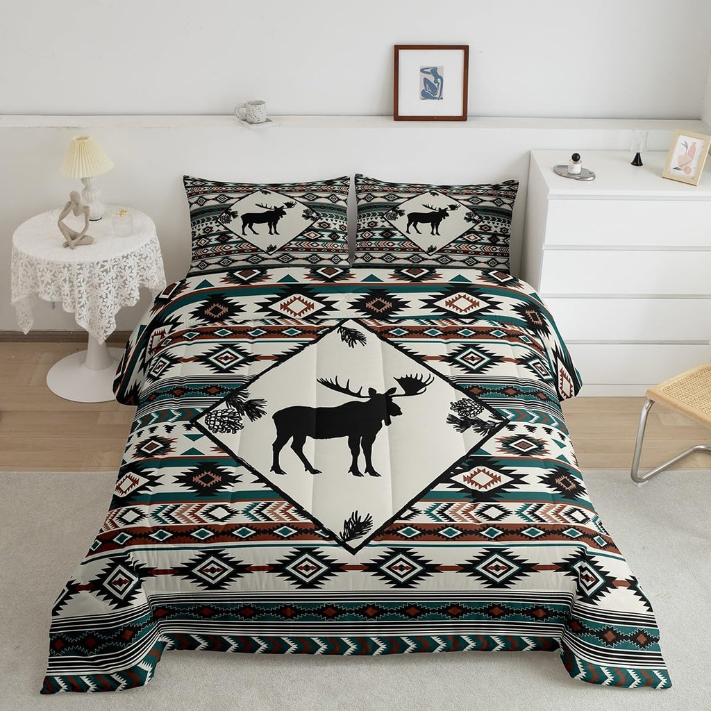 Rustic Moose Comforter Set Cabin Lodge Southwest