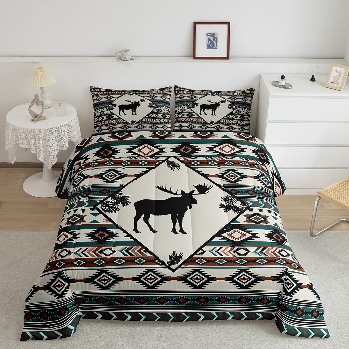 Rustic Moose Comforter Set Cabin Lodge Southwest