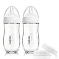 Natural Glass Baby Bottle for Breastfed Babies, Anti-Colic Baby Bottle Set with Medium Flow Nipple, 3 Months +, 8 oz