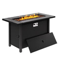 45in Fire Table, Propane Fire Pit with Red Lava Rocks and Rain Cover, Outdoor Firepit Table with Tile Top 50000 BTU