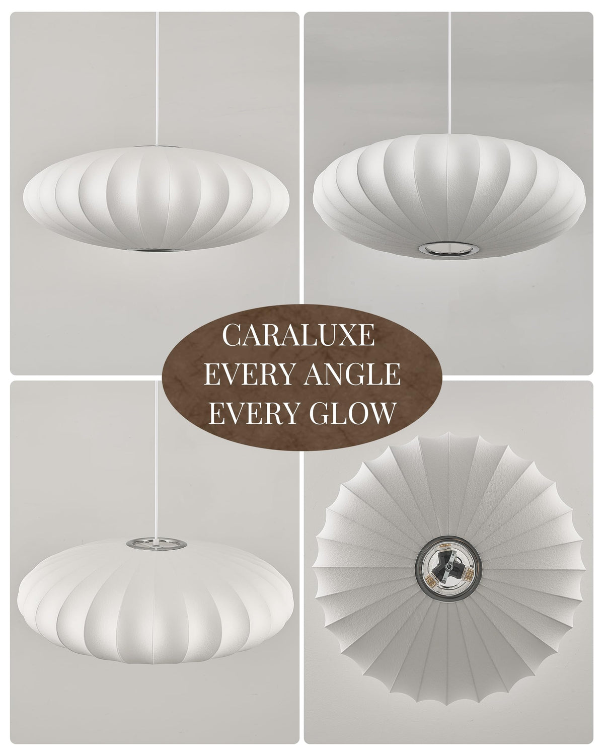 Inspired Nelson Style Lantern Pendant Light White Imitation Silk Bubble Saucer 23.6in