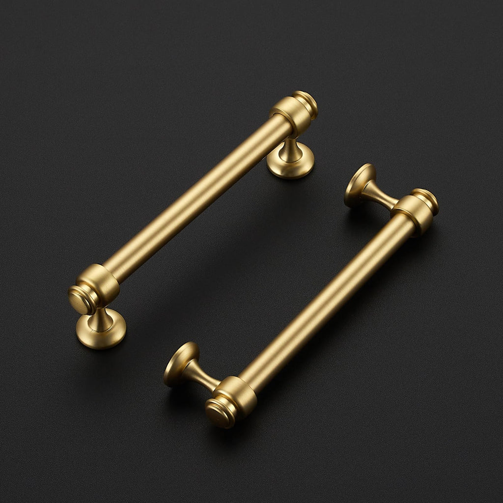 12 Pack Brushed Gold Cabinet Handles, 5" Hole Center Drawer Pulls