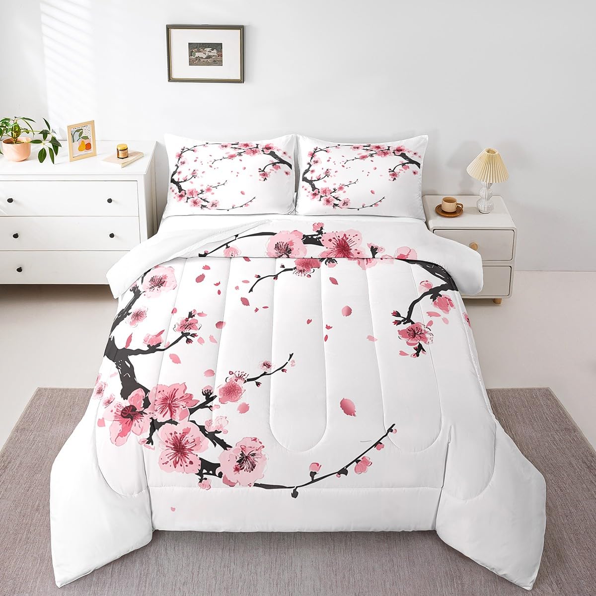 Cherry Blossoms Traditional Comforter Set Bedding