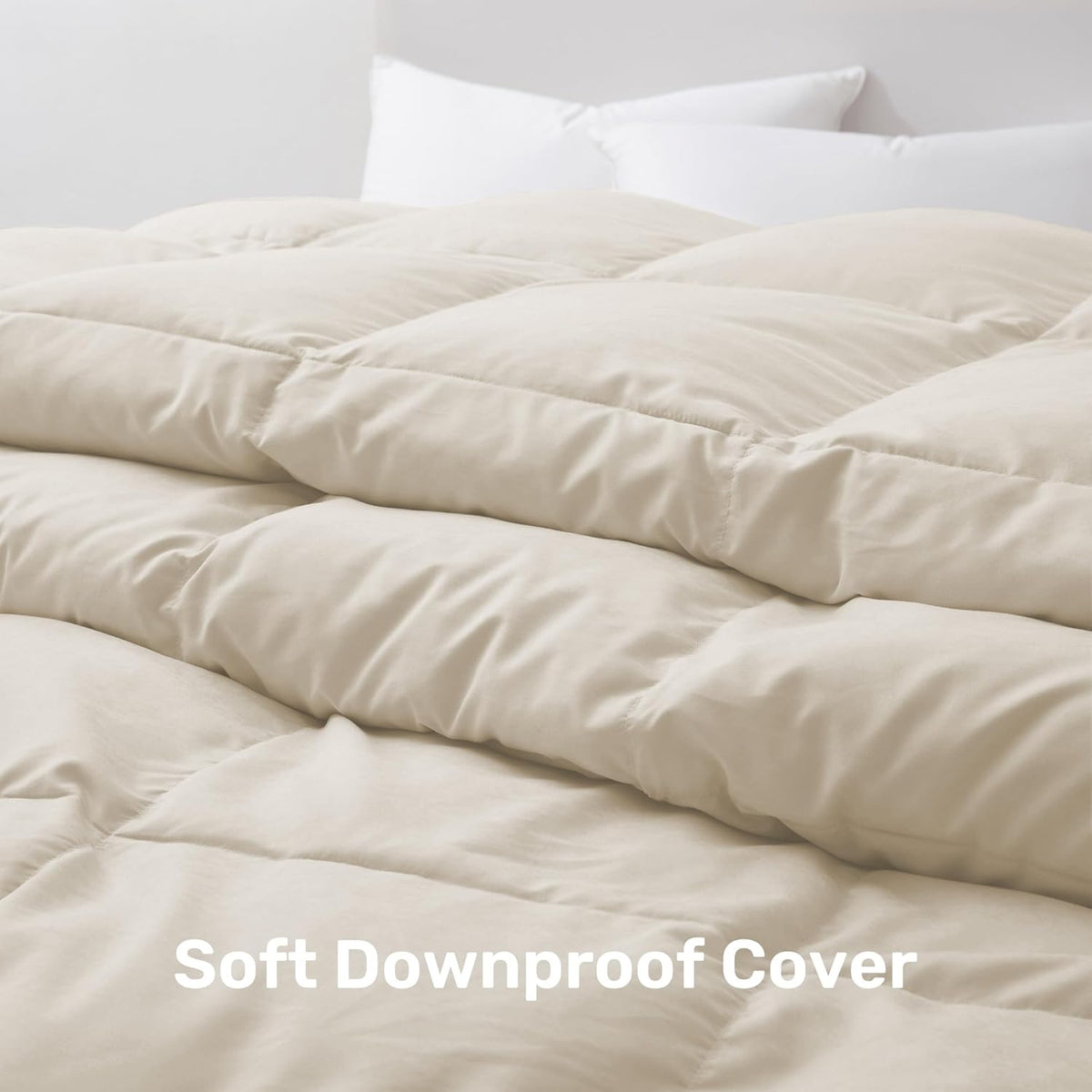 Goose Feather Down Fiber Comforter, All Season Duvet Insert with Soft Downproof Cover
