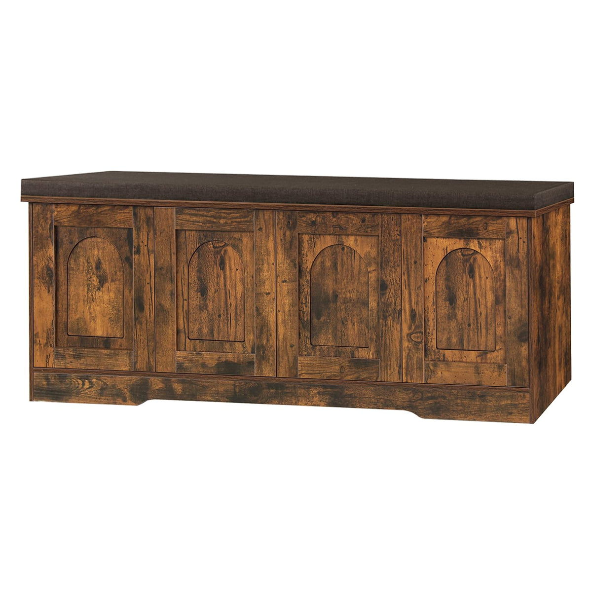 Shoe Storage Bench with Cushion, Door, Rustic Brown 47.2"LX17.7"H