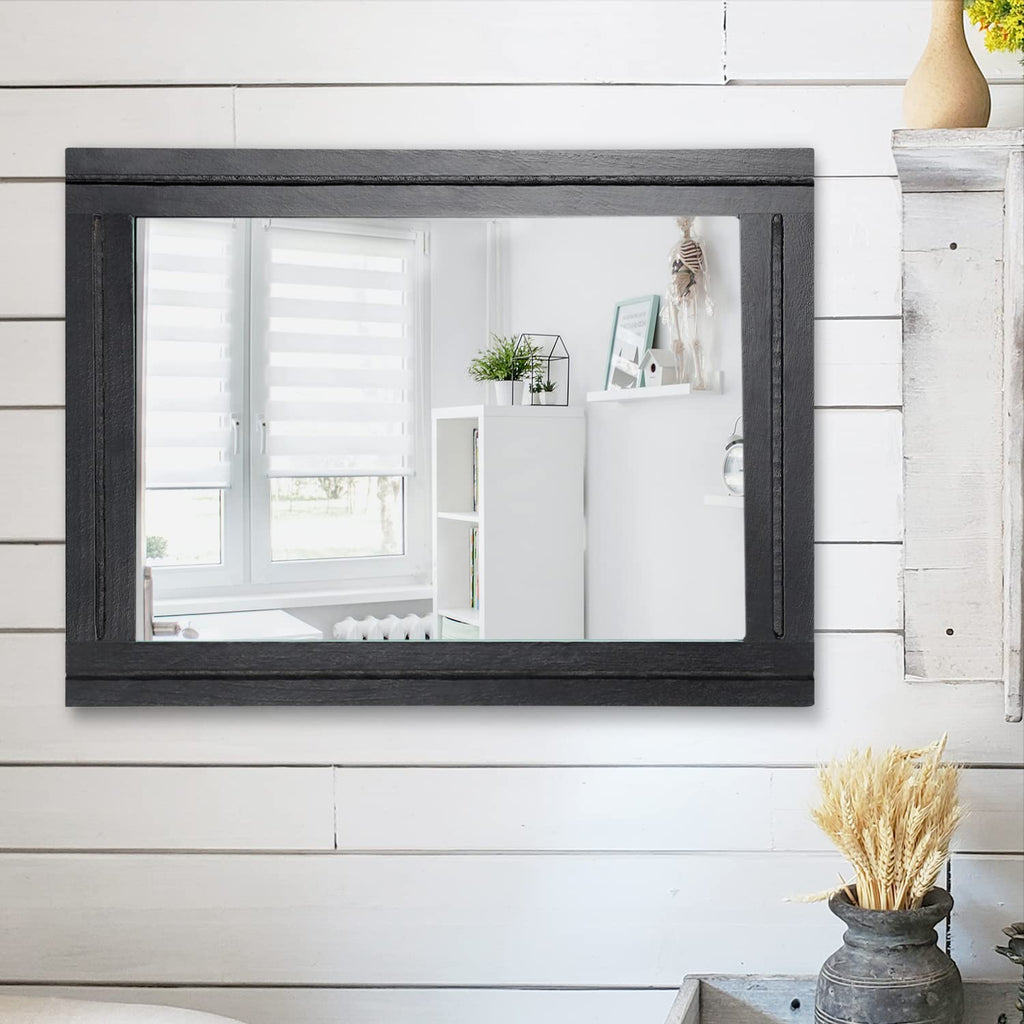 Black Mirrors for Wall Rectangle Wood Framed Large Hanging Mirror