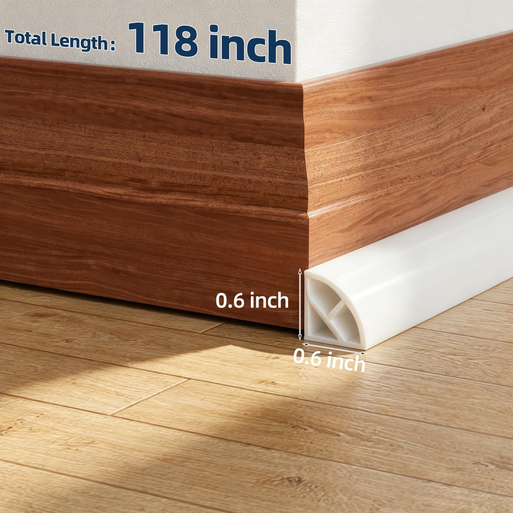 Flexible Quarter Round Molding 118Inch,Peel and Stick Silicone Trim Molding