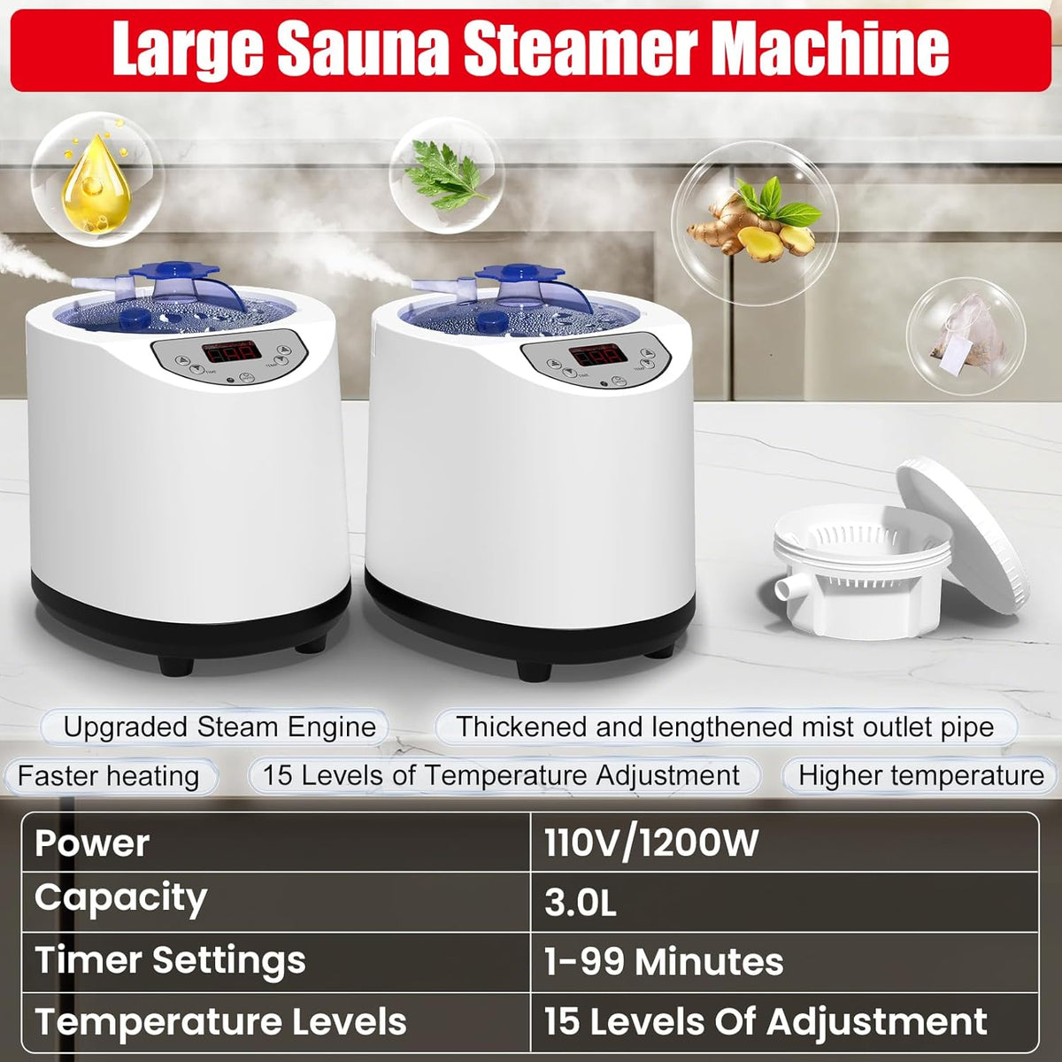 2 Person Infrared Sauna Box for Home, Portable Steam Sauna Room with 660nm＆850nm Red Light Therapy Lamp