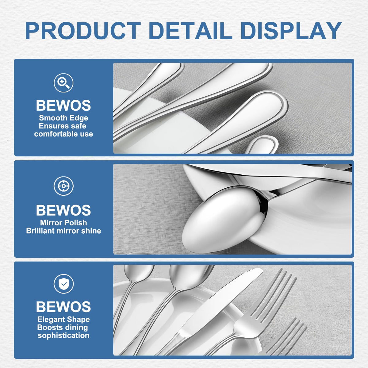 Silverware Set for 4-20 Piece Stainless Steel Flatware Set Including Spoons, Forks, Knives, Mirror Polished Flatware