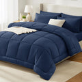 Comforter Set Navy, 7 Pieces Bed in a Bag