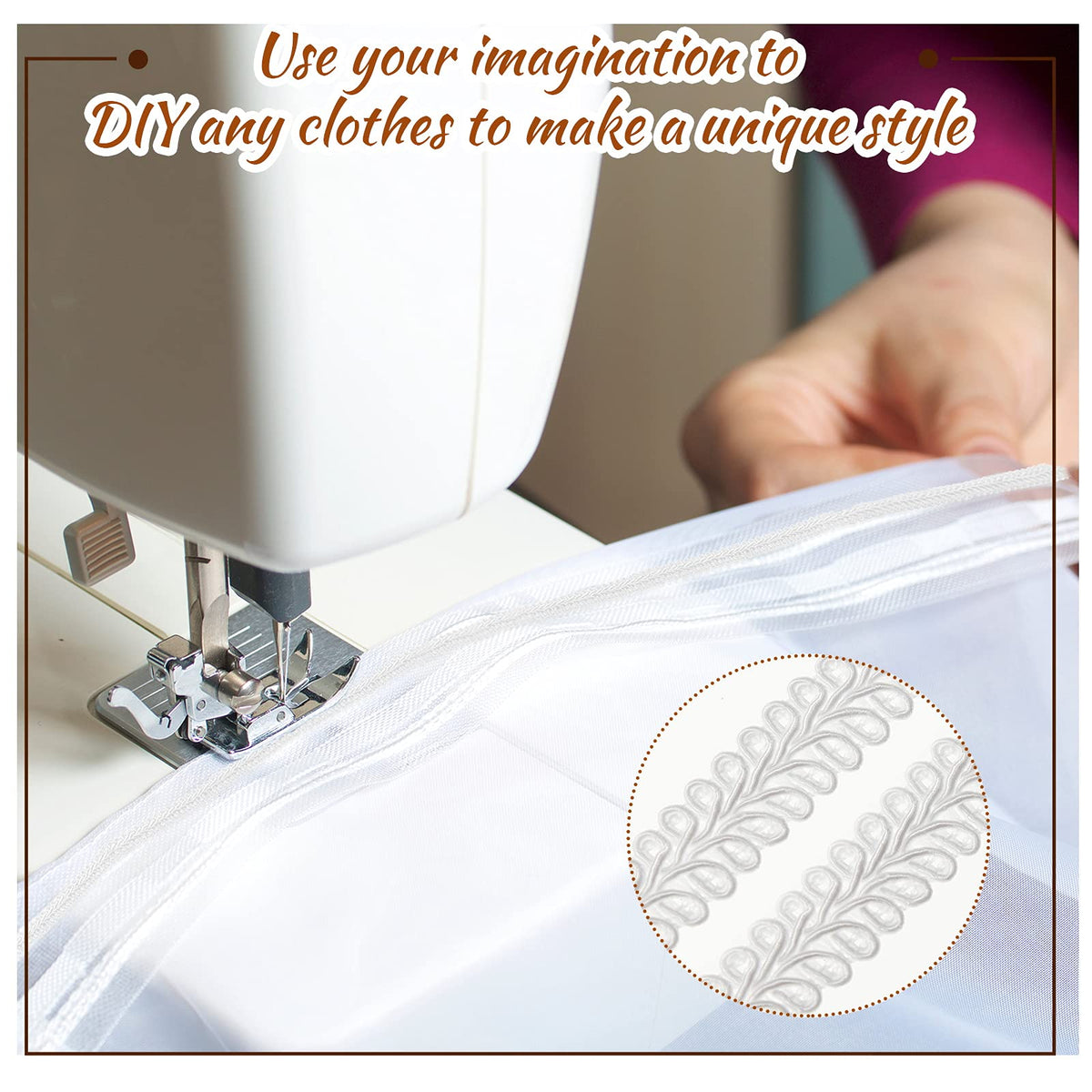 Gimp Braid Trim 1/2 Inch 20 Yard Gimp Braid Trim Decorative, White