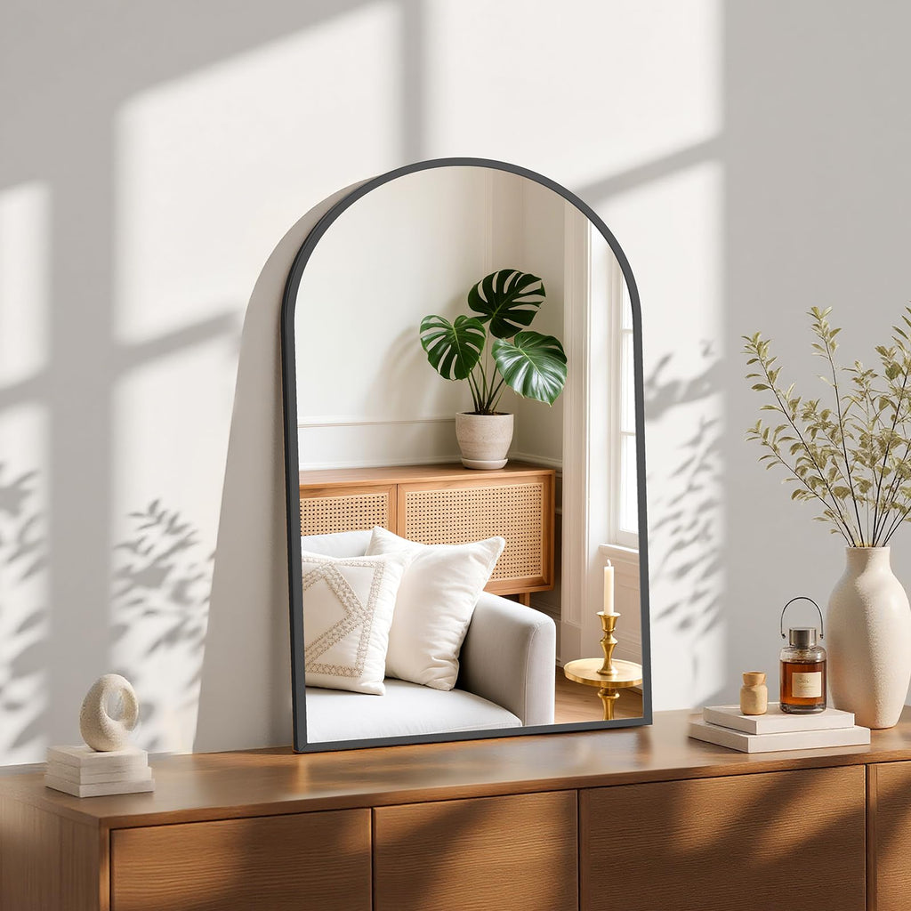 20"x30" Arched Black Bathroom Mirrors for Wall