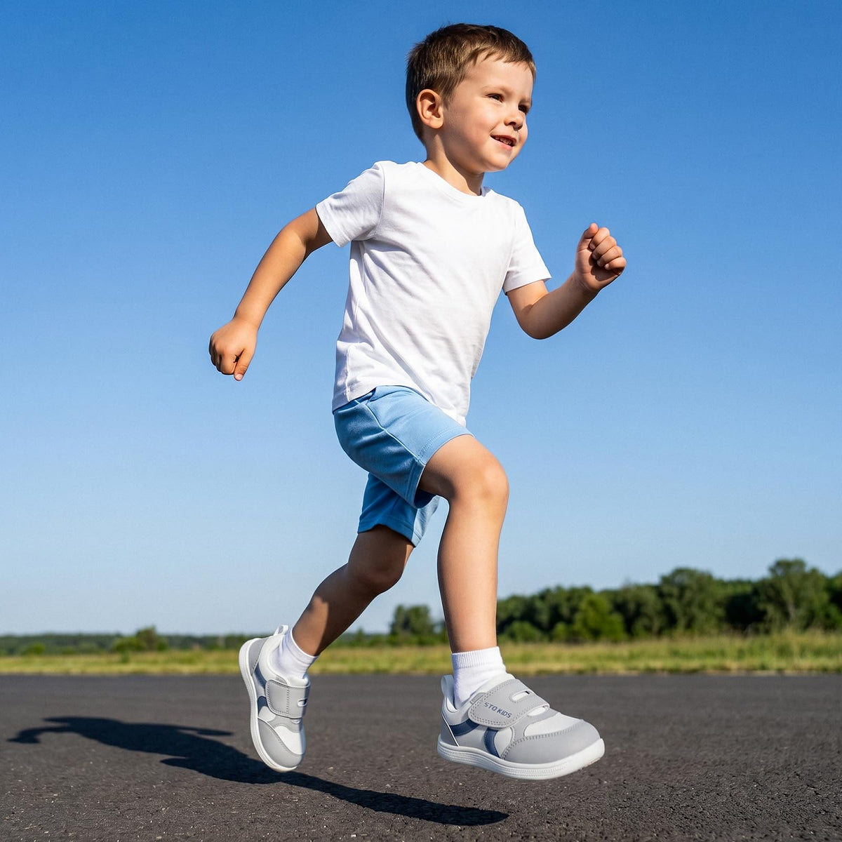 Toddler Boys Shoes Barefoot Sneakers Grey White