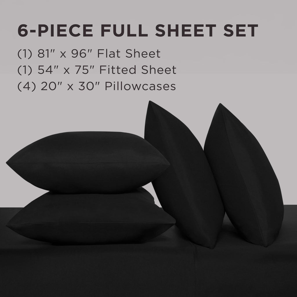 Microfiber 6-Piece Sheet Set, Black