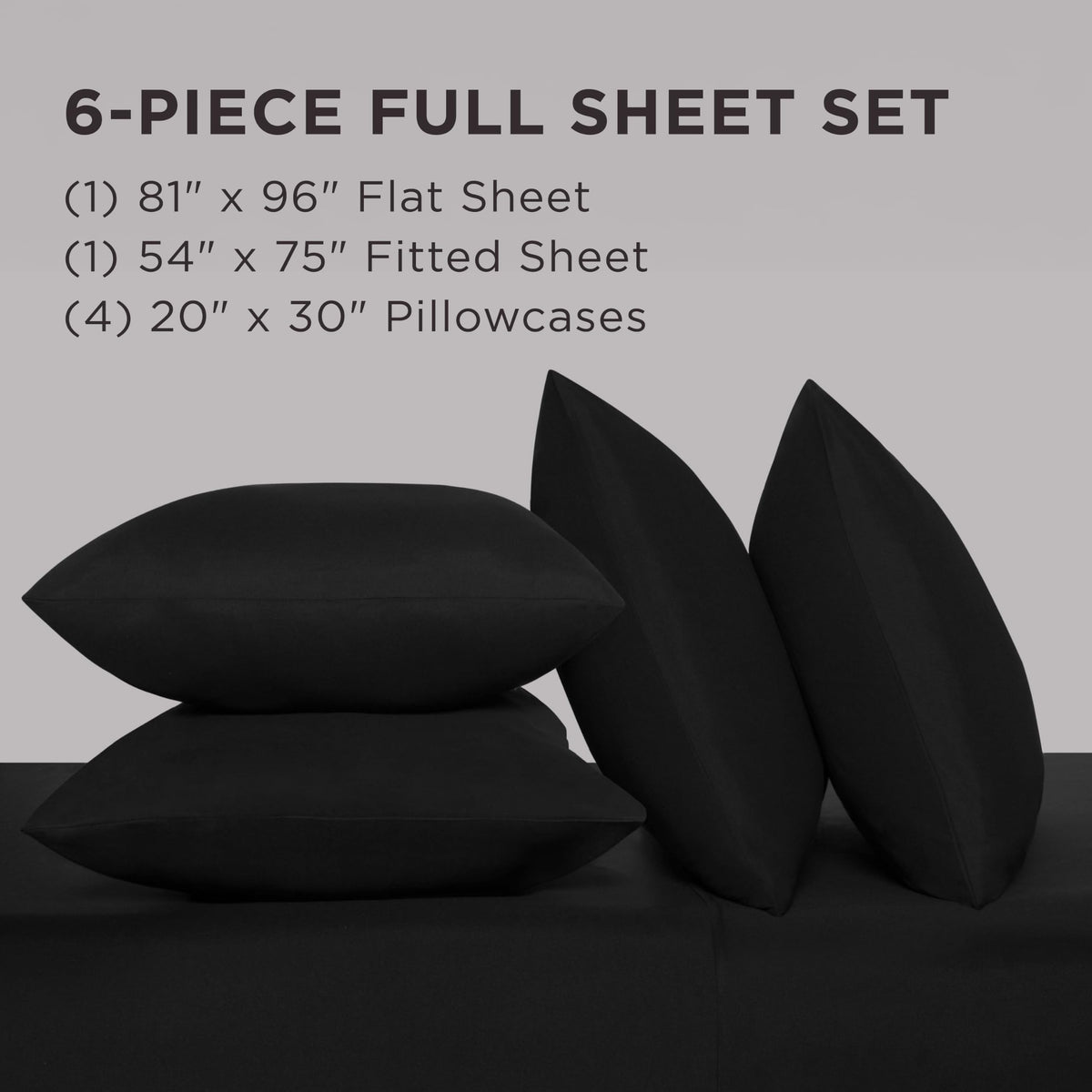 Microfiber 6-Piece Sheet Set, Black