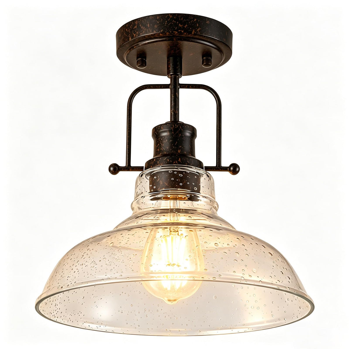 Rustic Seeded Ceiling Light Farmhouse Rust Semi Flush Mount Ceiling Lights, Kitchen Lighting Fixtures Ceiling Lamp