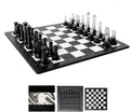 Lumina Monochrome Black and White Chess Set, Anti-Broken Resin Weighted Chess Pieces with 11" Walnut Wooden Chess