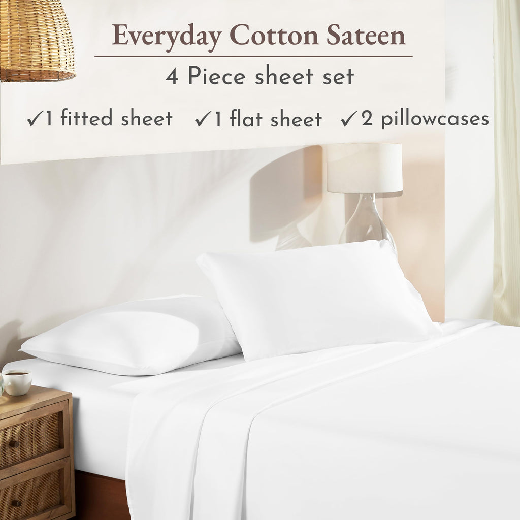 4 Piece 100% Egyptian Cotton Queen Size Sheet Set Luxury Ultra Soft Bed Sheets Fits Mattress Upto 18" Inch Deep