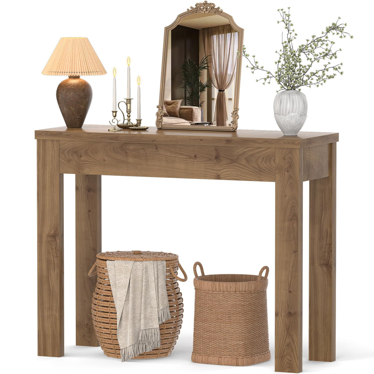 Small Console Table, 32" Farmhouse Narrow Sofa Table