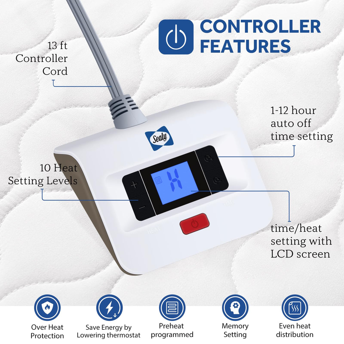 Heated Mattress Pad Twin Size Luxury Quilted Electric Bed Warmer