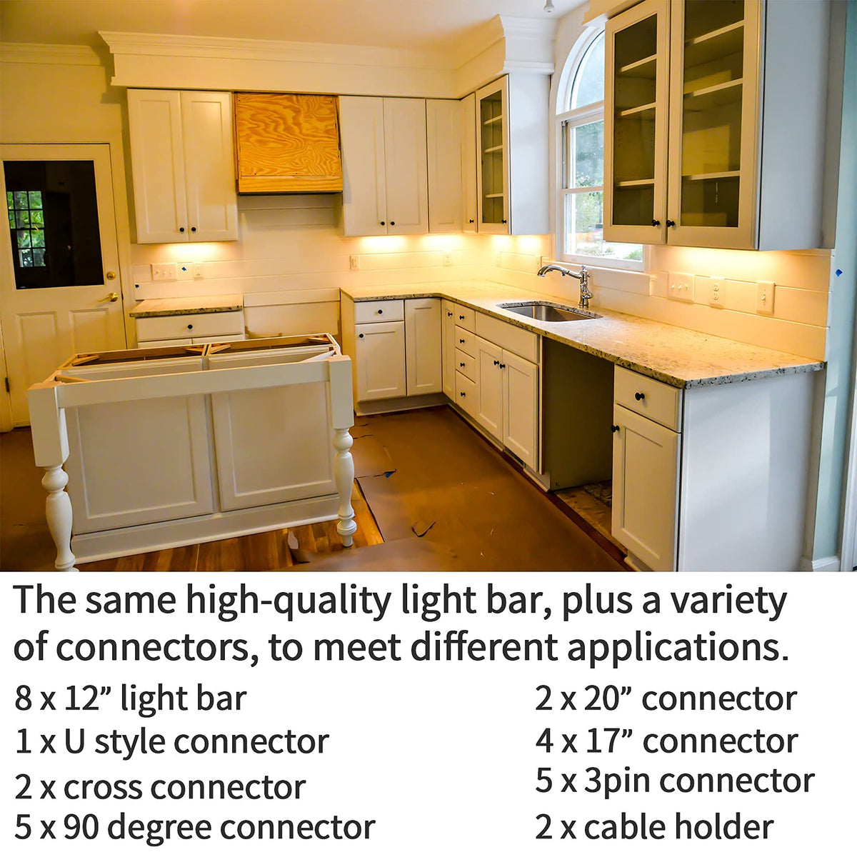 Under Cabinet Lighting Kit,8PCS 12 inch Led Light Bars,WarmWhite