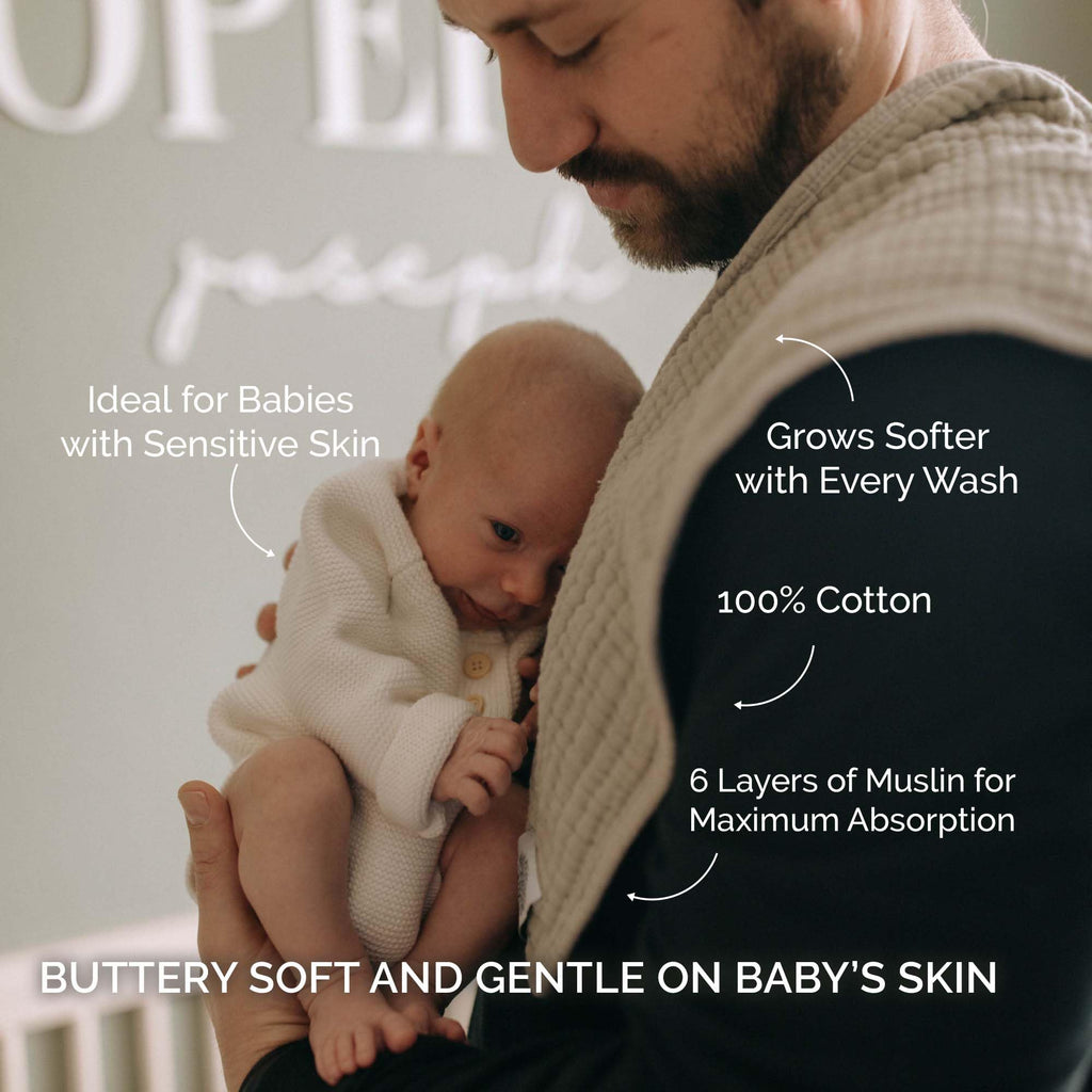 Baby Muslin Burp Cloths | 100% Cotton Burping Clothes, Newborn Essential | Must-Have Baby Registry, Modern and Trendy