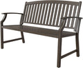 52" Farmhouse Outdoor Bench, Garden Benches with Anti-Rust Aluminum Powder Coated Frame, Faux Wood Grain Finish Frame