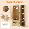Armoire Wardrobe Closet with 3 Door, Bedroom Armoire with Mirror, LED Light, Hanging Rod, Drawers, Adjustable