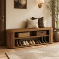 47.2 in. 3-Tier Entryway Bench with Shoe Storage,Farmhouse Wooden Foyer Bench with Adjustable Foot Pads,End of Bed