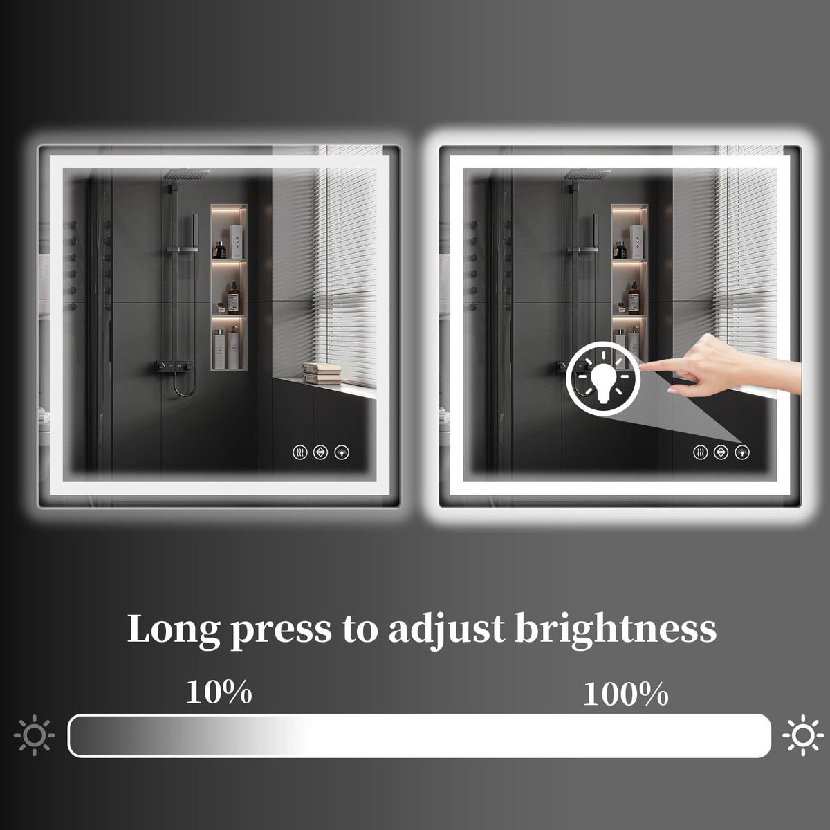 36x36 LED Bathroom Mirror, Shatterproof Mirror with Light