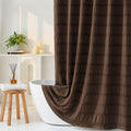 Extra Long Brown Farmhouse, 72 x 84 Cotton Blend Waffle Tufted Striped Chic Textured Fabric, Washable