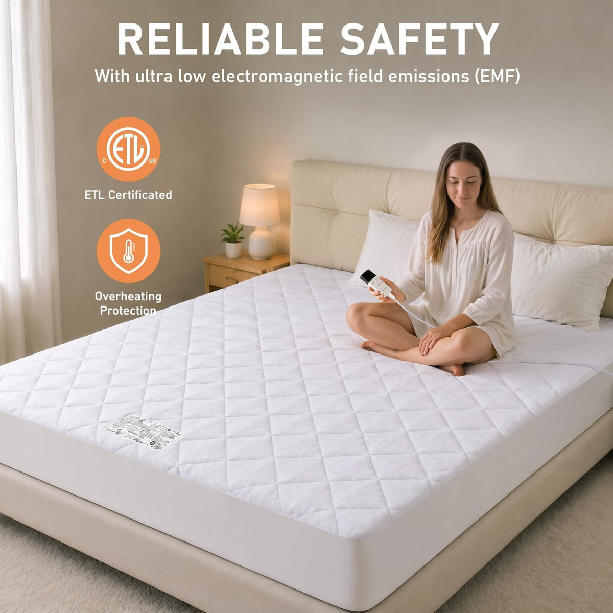 Heated Mattress Pad King Electric Bed Warmer with 9 Heat Settings