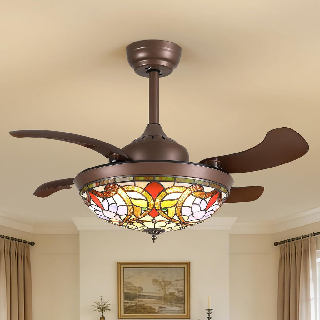 36" Chandelier Retractable Ceiling Fan with Light
