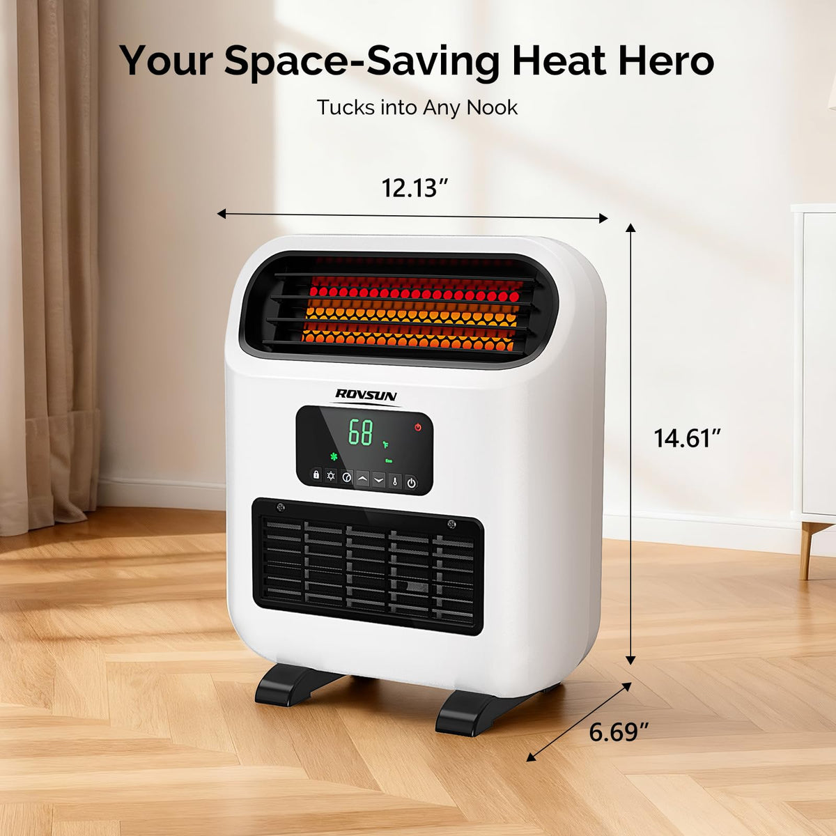 Wall-Mounted Heater with Remote Control, Floor or Wall Heater , 1500W Fast Heating & Adjustable Thermostat, Overheat