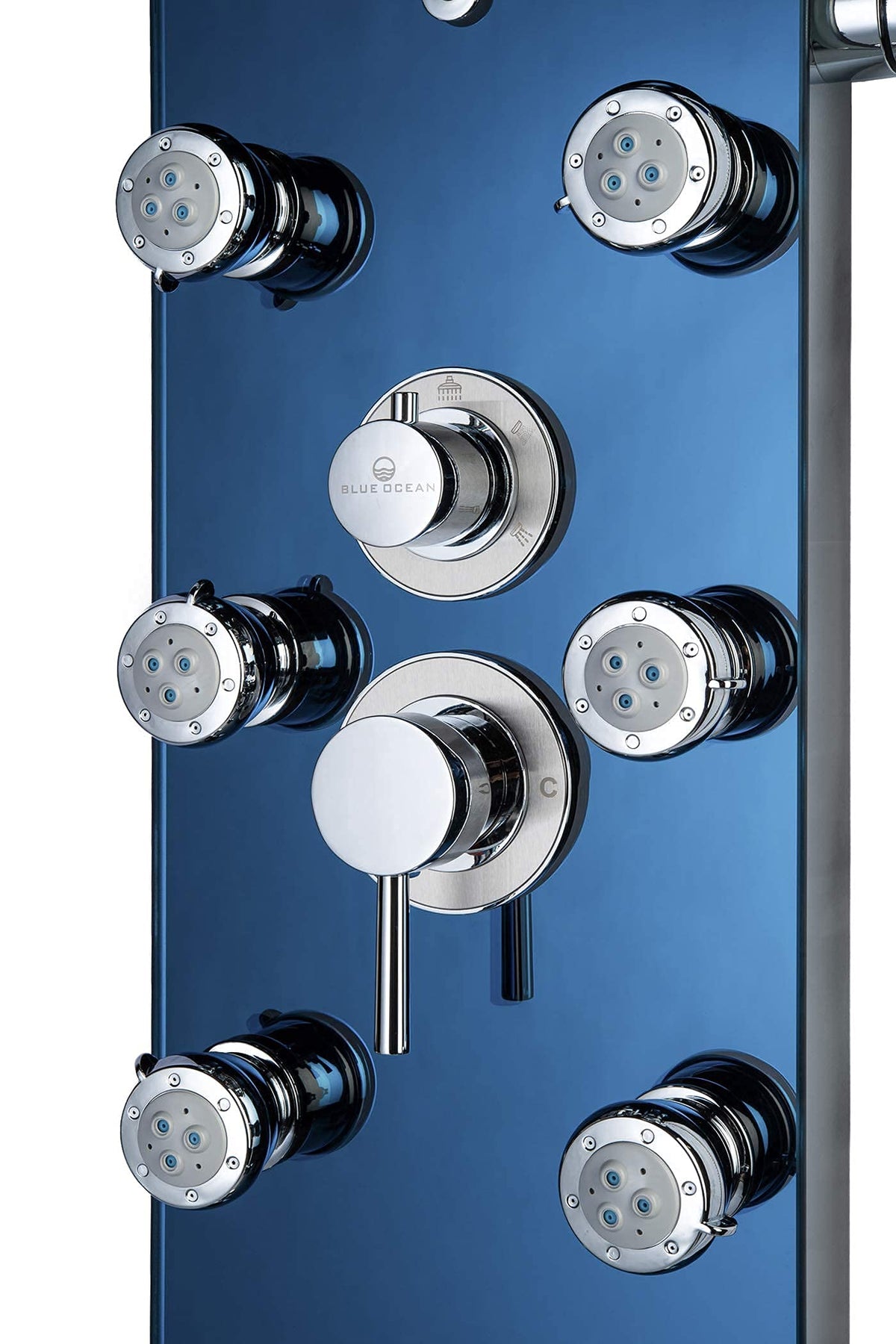 52" Stainless Steel SPS392H Shower Panel Tower System with Rainfall Shower Head and 8 Adjustable Massage Jets