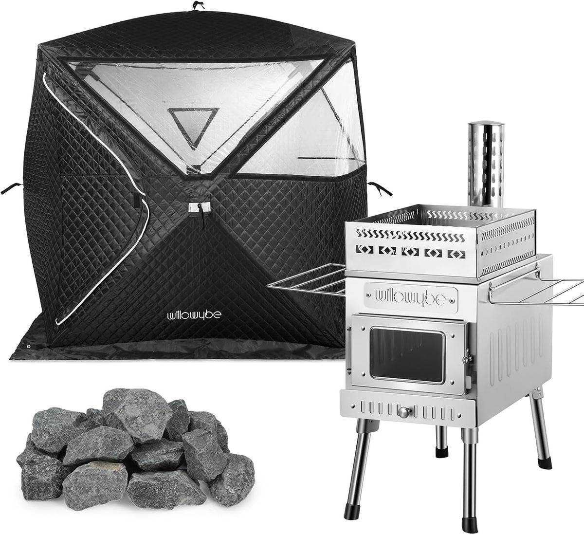 Portale Outdoor Sauna Set with Tent, Dry Sauna Wood Stove, Driftwood-infused Cooking for Friends