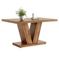 Inspired Saarinen Style 47 Inches Dining Table for 4, Modern Dining Room Tables, Brown Rectangle Kitchen Table with V-Shaped Pedestal, Wooden