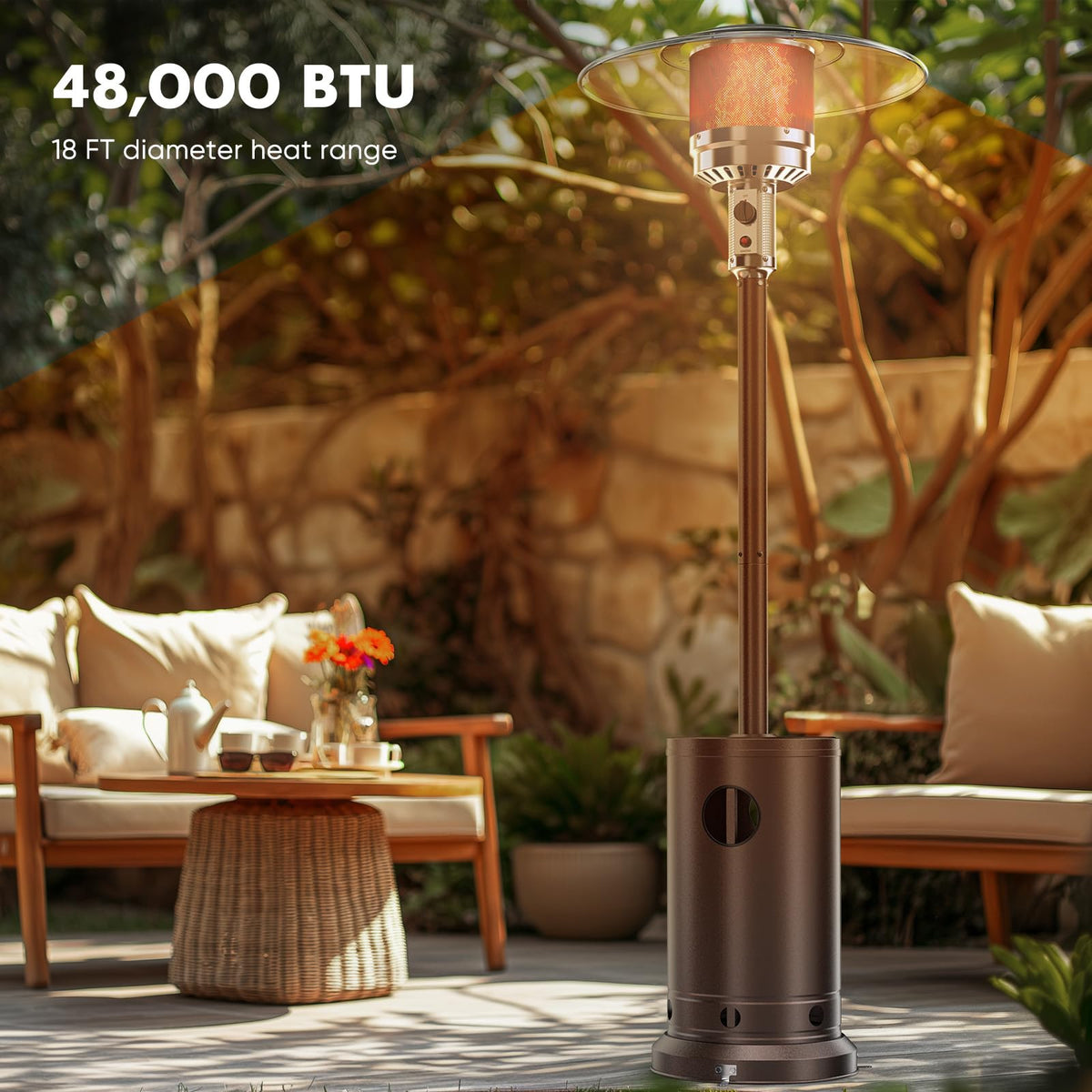 48, 000 BTU Patio Heater with Wheels Heater for Outdoor Use