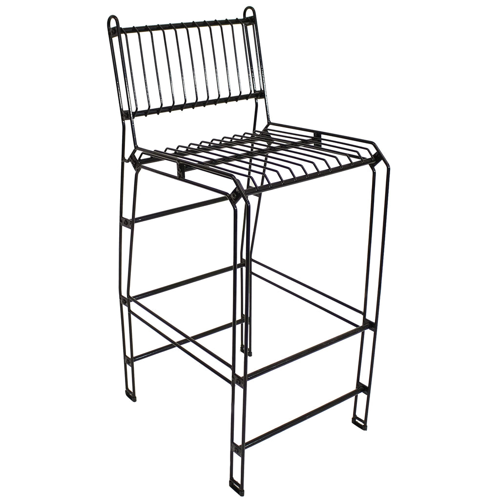 Inspired Bertoia Style 39.5-Inch H Modern Outdoor Steel Wire Bar Stools - Black