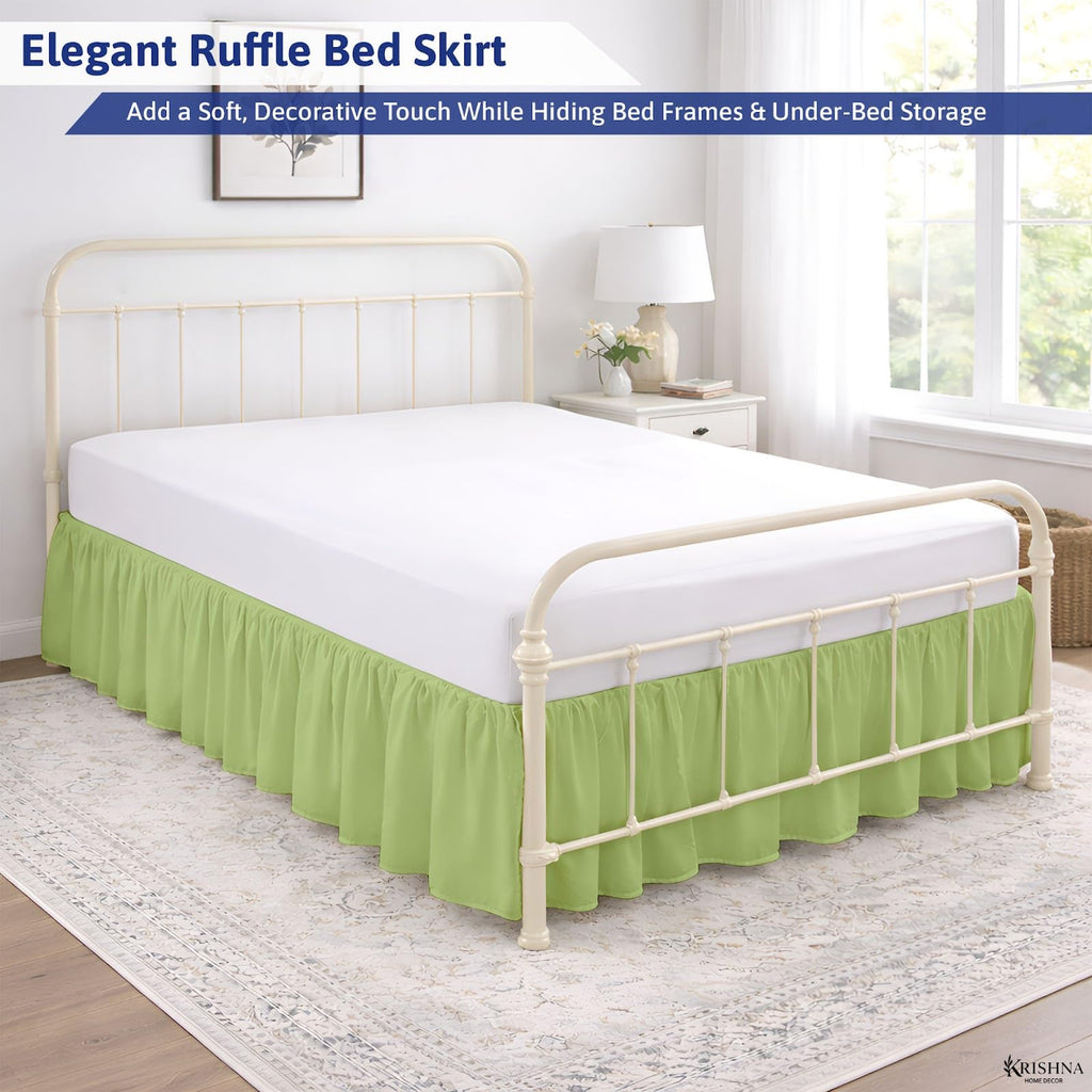 Ruffled Bed Skirt with Split Corners, 100% Microfiber Hotel Quality, 18 Inch Drop Dust Ruffle Gathered Bedskirt