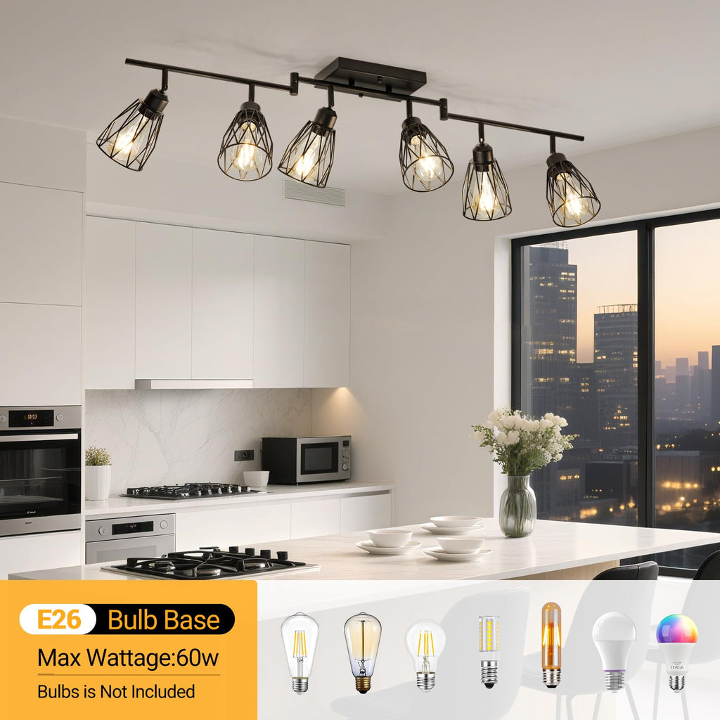 Plug in Track Lighting with Power Cord, Black (No Bulbs)