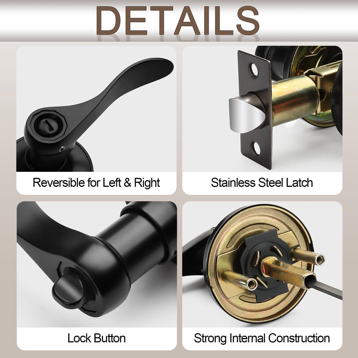 10 Pack Matte Black Door Handles Privacy Door Levers, Heavy Duty Bed and Bath Door Locks Interior Door Knobs