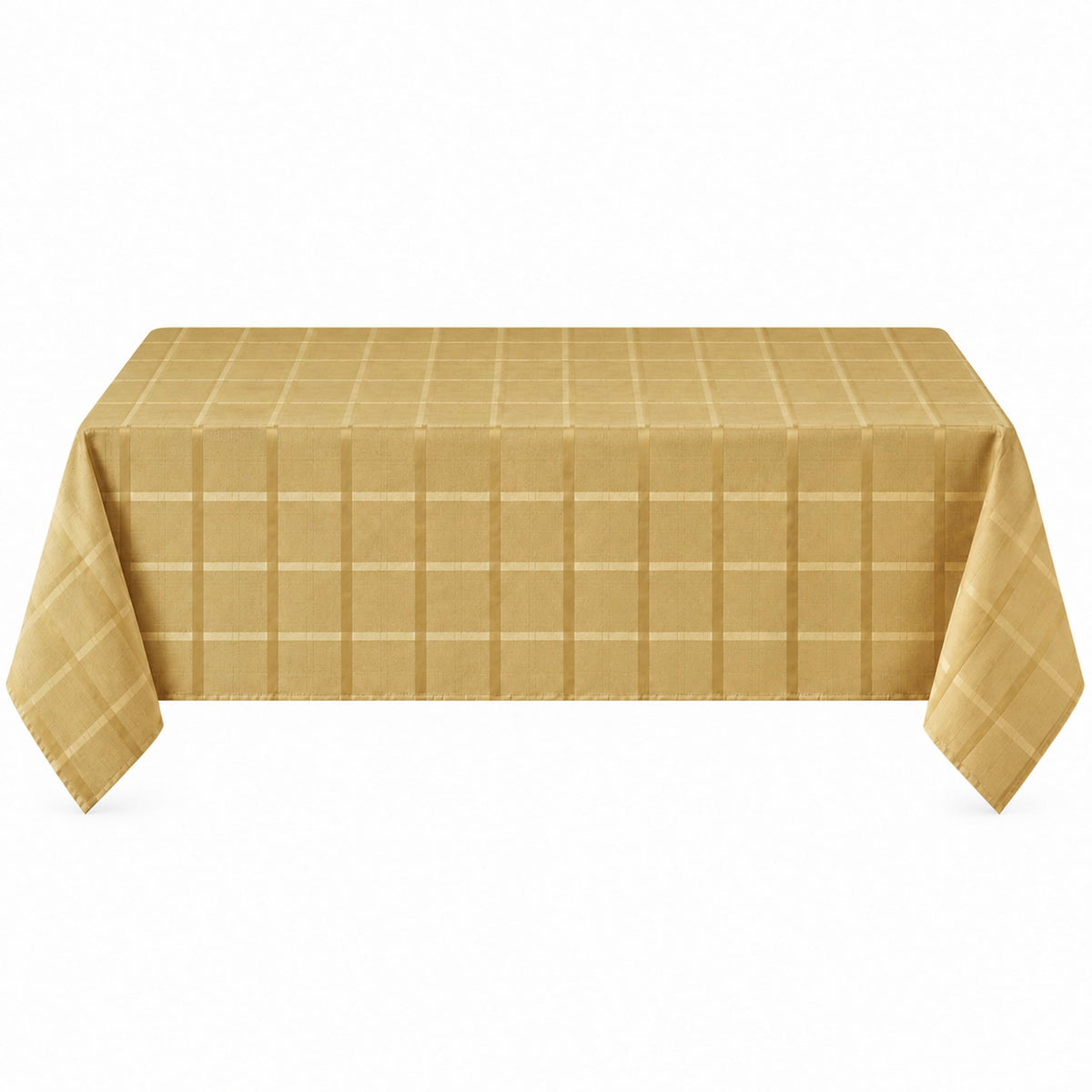 Holiday Elegance Plaid 60 x 120 Inch Rectangle Tablecloth, Gold