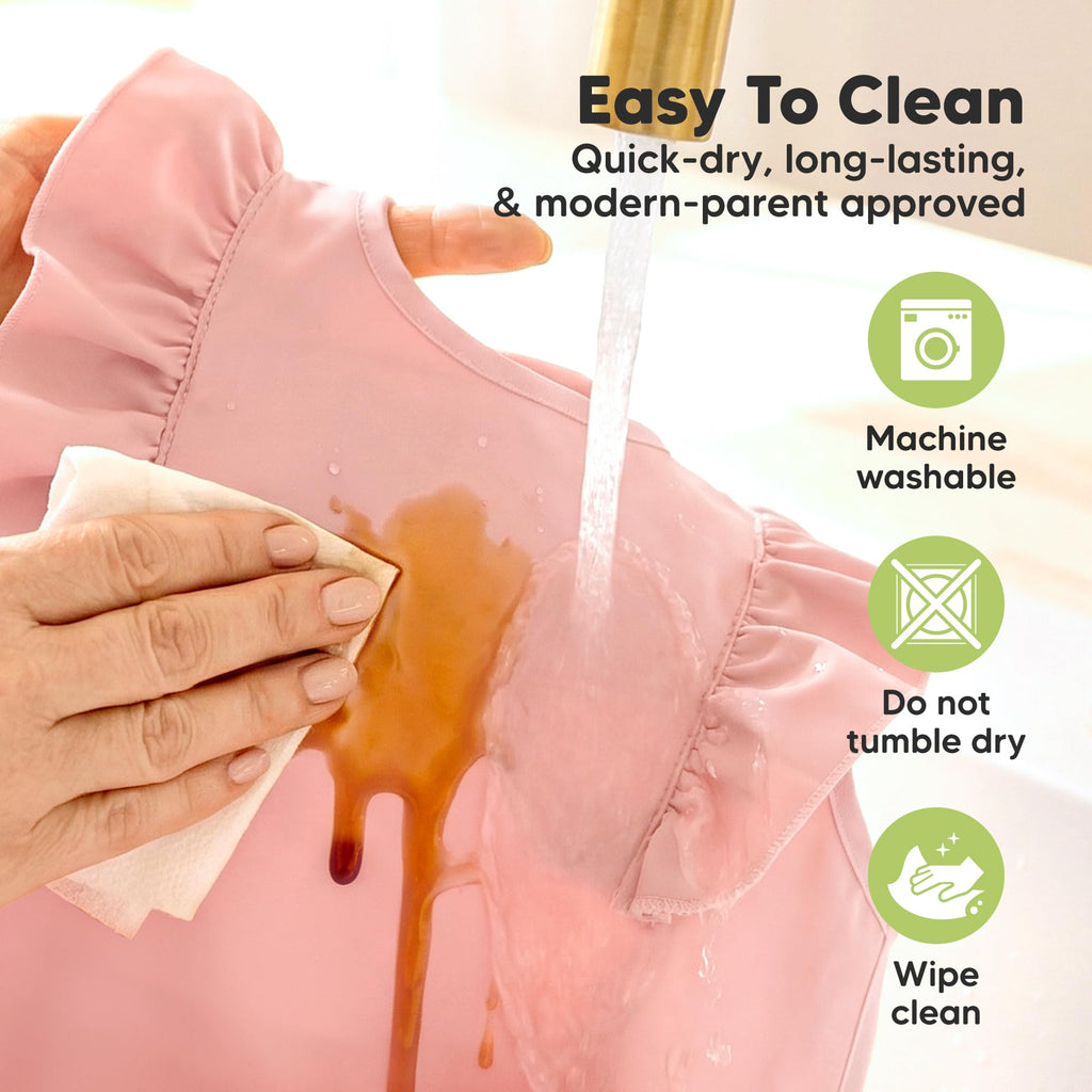 Waterproof Bibs for Baby Girl,Boy, 2-pk Lightweight (Bloom)