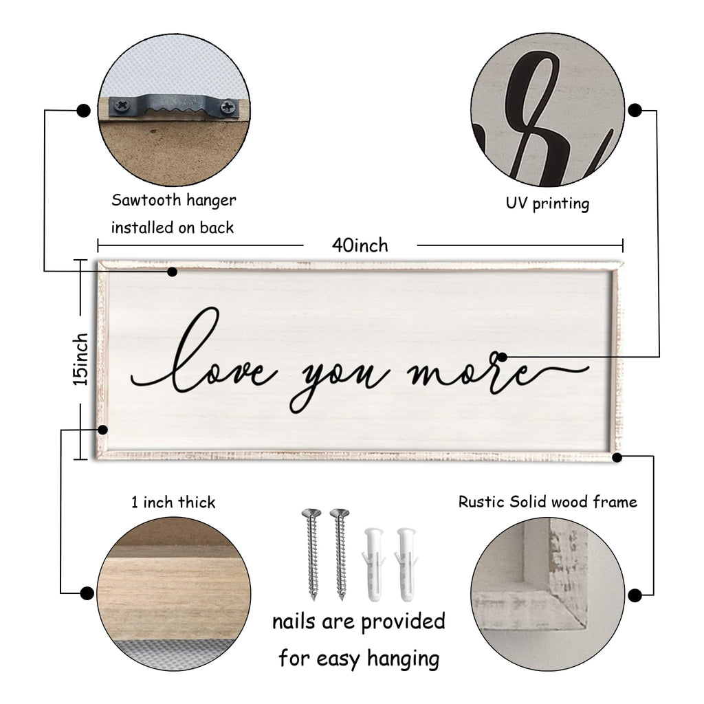 Master Bedroom Love You More Sign Wall Decor 40''×15'' White