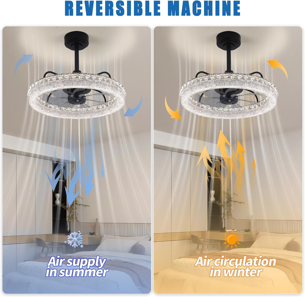 20" Crystal Ceiling Fan with Light & Remote