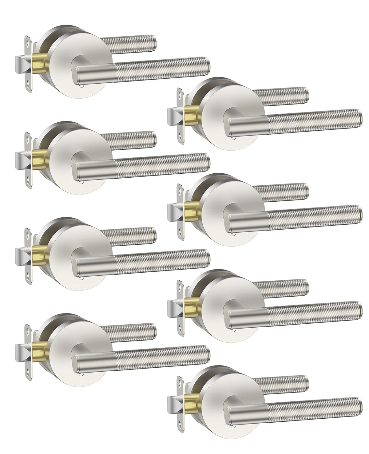 8 Pack Brushed Satin Nickel Privacy Door Handles