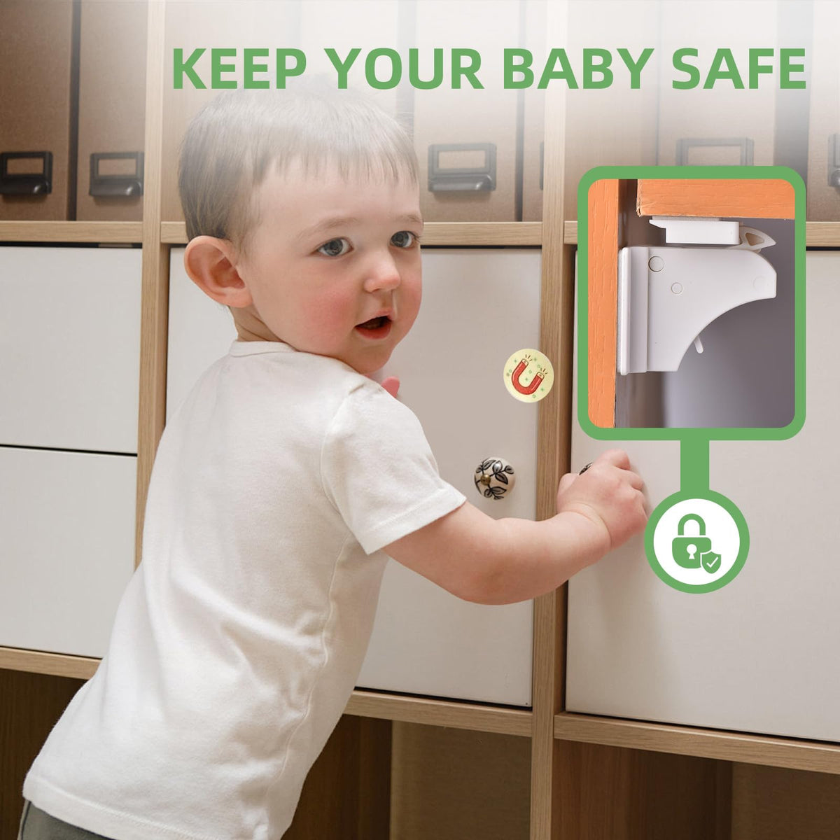 32 Pack Magnetic Cabinet Locks Child Safety