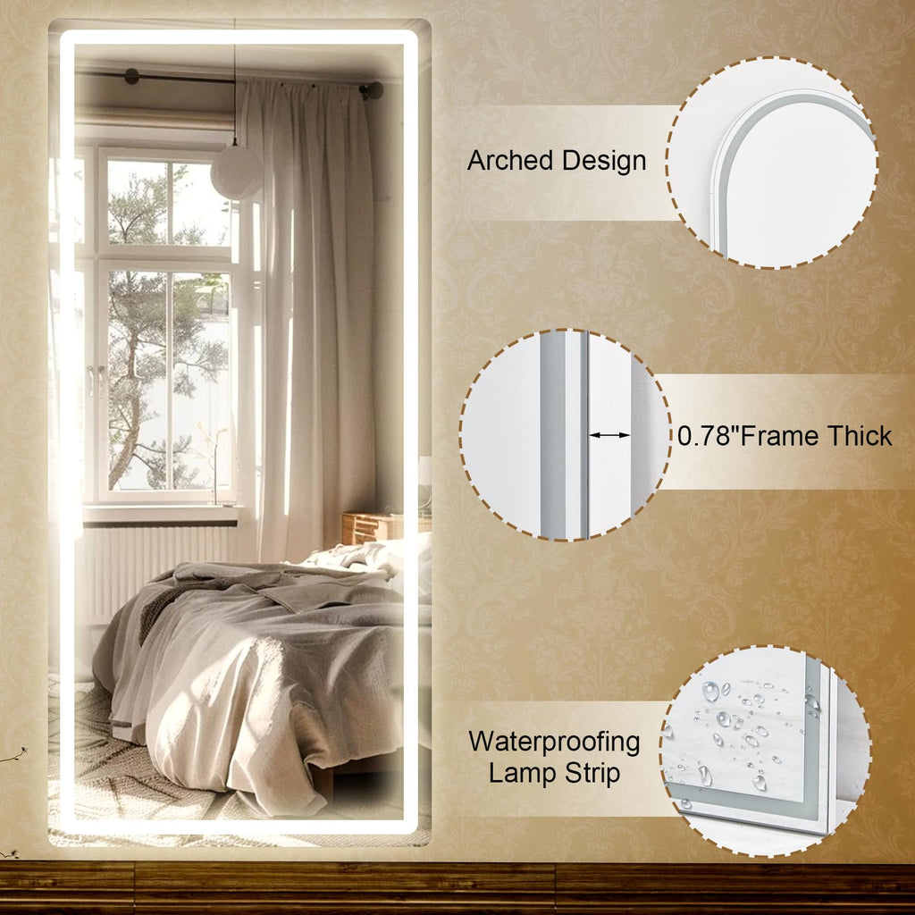 34x76 inch Full Length Mirror with Lights, LED Full Body Mirrors