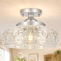 Brushed Nickel Semi Flush Mount Ceiling Light, 3-Light Close to Ceiling Light, Flush Mount Ceiling Lighting with